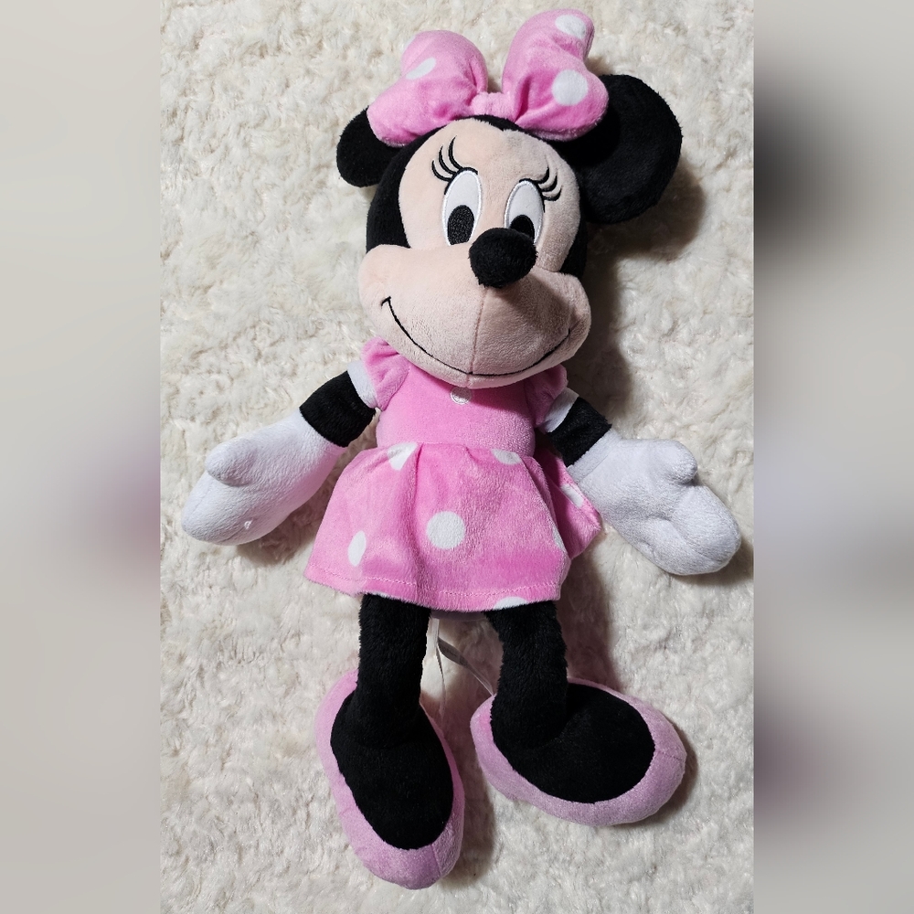Disney Minnie Mouse Large Plush, Stuffed Animal, Pink & White Polka Dots